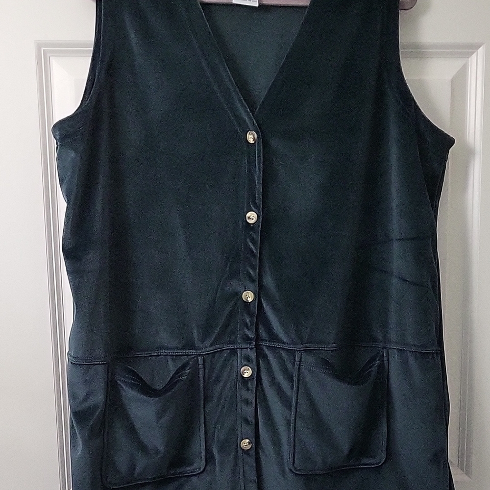 Only Necessities Black Sleeveless Button Front Vest Top Women’s Large - Picture 5 of 7